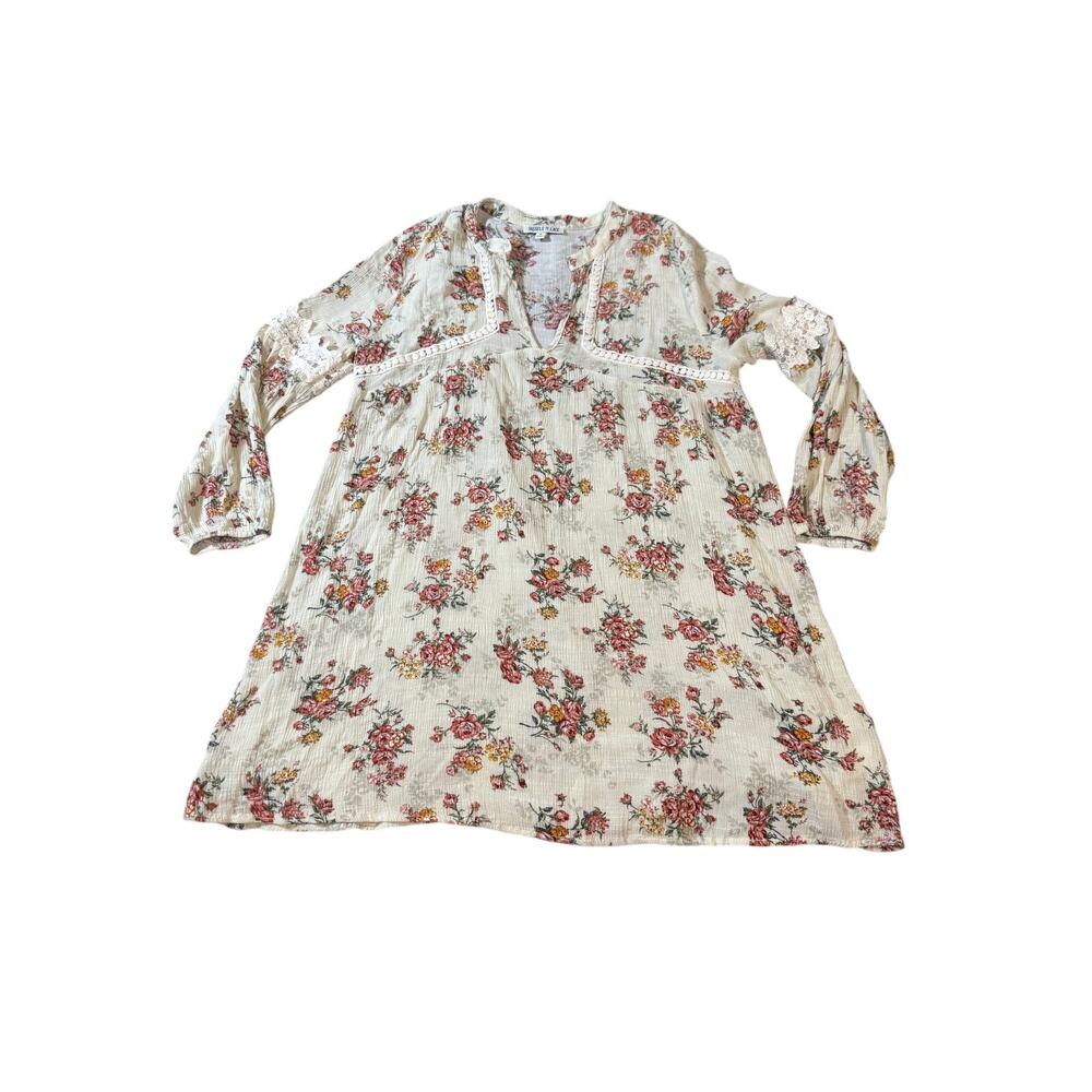 Tassels N Lace Size‎ Small Bohemian Blouse Floral Lightweight V-Neck Tunic Dress